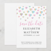 Colorful Heart Speckles Design Save The Date (Voorkant / Achterkant)