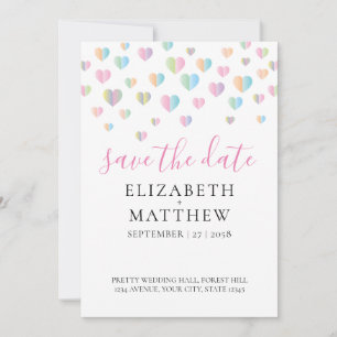 Colorful Heart Speckles Design Save The Date