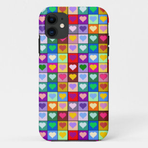 Colorful Heart Squares iPhone 11 Hoesje