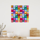 Colorful Heart Squares Poster (Keuken)