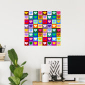 Colorful Heart Squares Poster (Thuiskantoor)