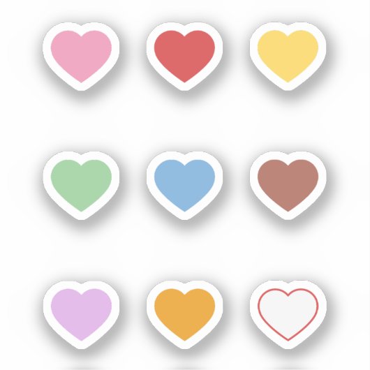 Colorful Heart Stickers set (Voorkant)