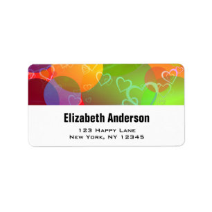 Colorful Hearts and Balloons Patroon Etiket