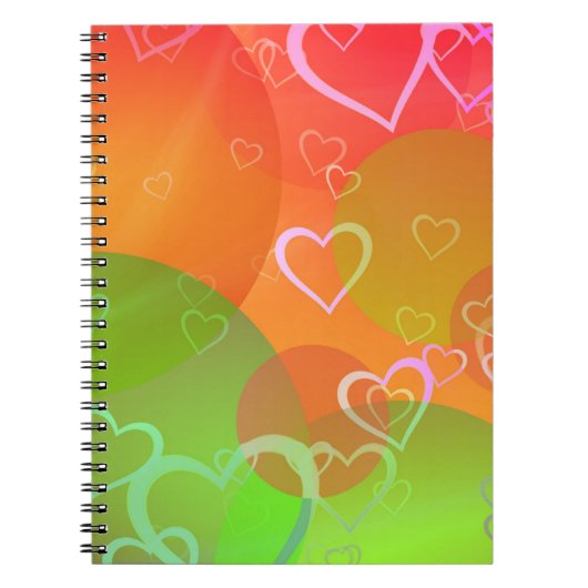 Colorful Hearts and Balloons Patroon Notitieboek (Voorkant)