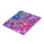 Colorful Hearts and Flowers Abstract Art Tegeltje (Zijkant)