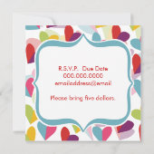 Colorful Hearts Bunco Invite Kaart (Achterkant)