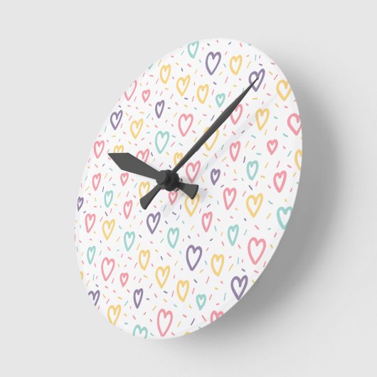 Colorful Hearts Clock Ronde Klok (Hoek)