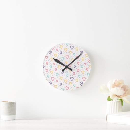 Colorful Hearts Clock Ronde Klok (Huis)