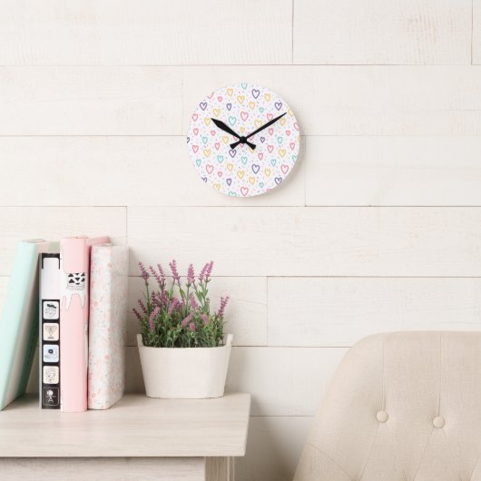 Colorful Hearts Clock Ronde Klok (Leeskamer)