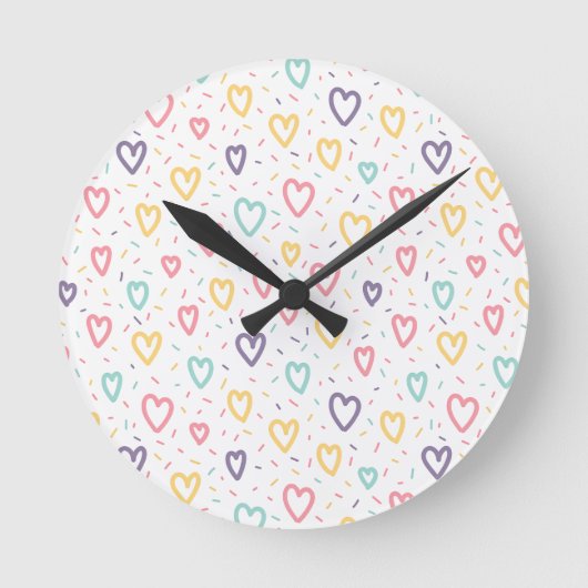 Colorful Hearts Clock Ronde Klok (Voorkant)