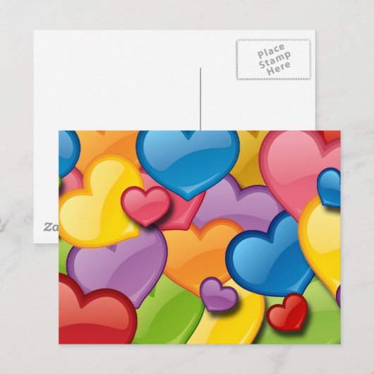 COLORFUL HEARTS COLLAGE BRIEFKAART (Voorkant / Achterkant)