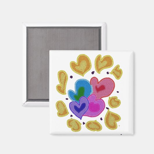 Colorful Hearts Design Magneet (Voorkant / Achterkant)
