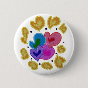 Colorful Hearts Design Ronde Button 5,7 Cm