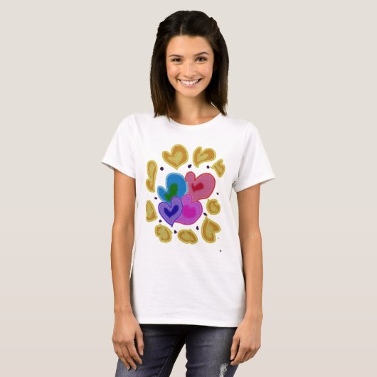 Colorful Hearts Design T-shirt (Voorkant volledig)
