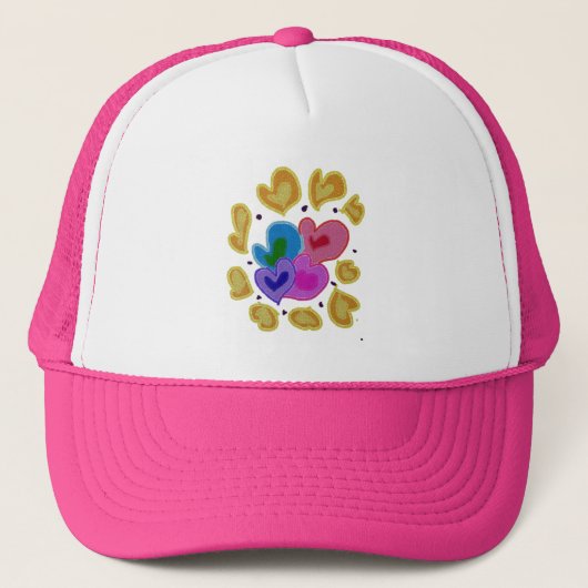 Colorful Hearts Design Trucker Pet (Voorkant)