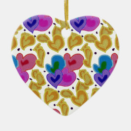 Colorful Hearts Design Valentijnsdag Keramisch Ornament