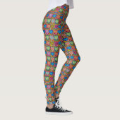 Colorful Hearts in Geometrisch Patroon Leggings (Rechts)