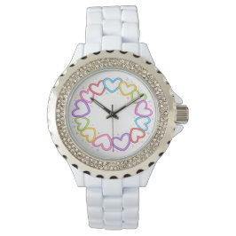 Colorful hearts linked together -Hearts Horloge