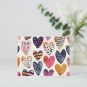 Colorful Hearts Love Handmade Pattern Briefkaart (Staand voorkant)
