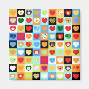 Colorful hearts, magnet