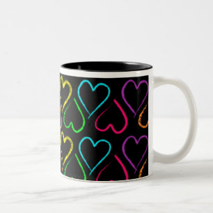 Colorful Hearts-Mok Tweekleurige Koffiemok