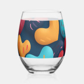 Colorful hearts on a dark background wijnglas zonder voet (Achterkant)