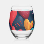 Colorful hearts on a dark background wijnglas zonder voet (Links)