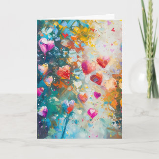 Colorful Hearts Paint Art Romantic Love            Kaart