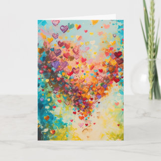 Colorful Hearts Paint Art Romantic Love            Kaart