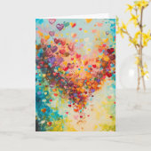 Colorful Hearts Paint Art Romantic Love            Kaart (Gele Bloem)