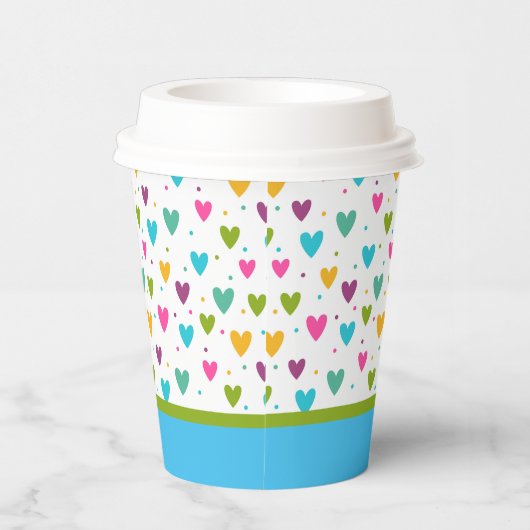 Colorful Hearts Paper cup Papieren Bekers (Rechts)