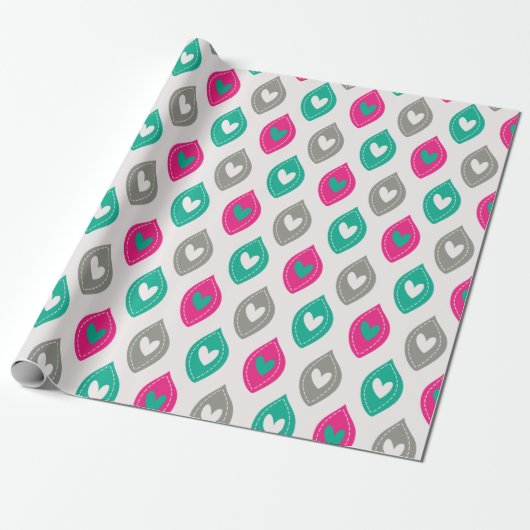 Colorful Hearts Patroon Cadeaupapier (Uitgerold)