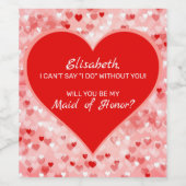 Colorful Hearts Patroon Wijn Etiket (Enkel label)