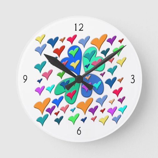 Colorful Hearts  Ronde Klok (Voorkant)