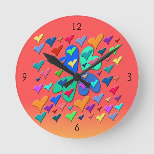 Colorful Hearts  Ronde Klok (Voorkant)