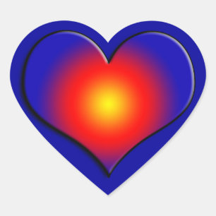 COLORFUL HEARTS, rood blauw sinaasappel Hart Sticker