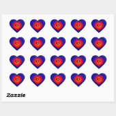 COLORFUL HEARTS, rood blauw sinaasappel Hart Sticker (Vel)