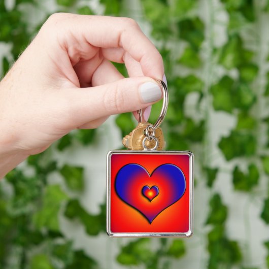 COLORFUL HEARTS, rood blauw sinaasappel Sleutelhanger (Hand)