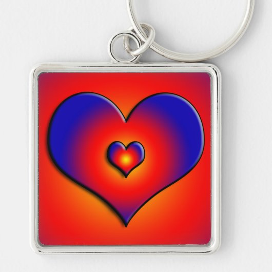 COLORFUL HEARTS, rood blauw sinaasappel Sleutelhanger (Voorkant)