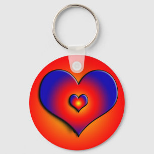 COLORFUL HEARTS, rood blauw sinaasappel Sleutelhanger