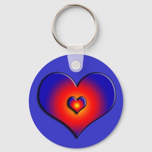 COLORFUL HEARTS, rood blauw Sleutelhanger (Voorkant)