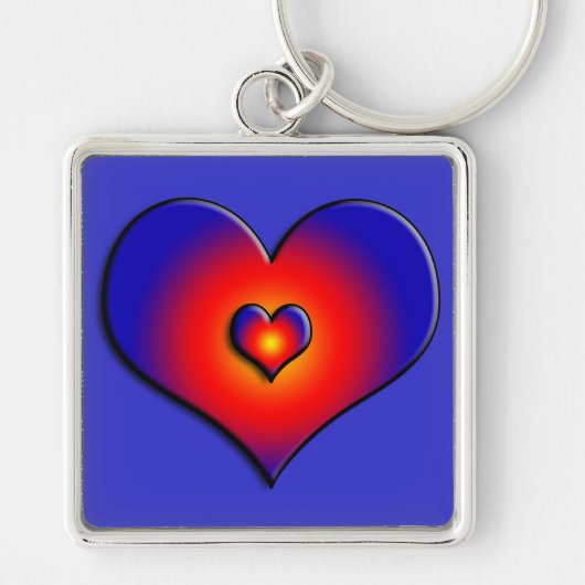 COLORFUL HEARTS, rood blauw Sleutelhanger (Voorkant)