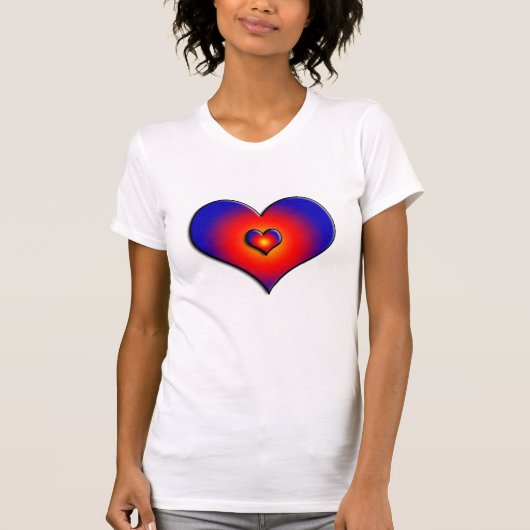 COLORFUL HEARTS, rood blauw T-shirt (Voorkant)