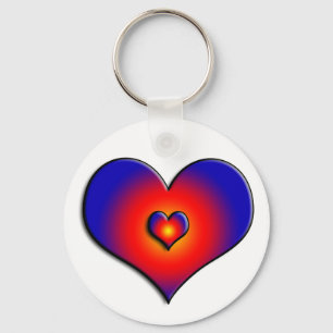 COLORFUL HEARTS, rood blauw wit Sleutelhanger