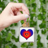 COLORFUL HEARTS, rood blauw wit Sleutelhanger (Hand)