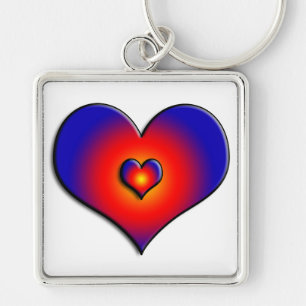 COLORFUL HEARTS, rood blauw wit Sleutelhanger