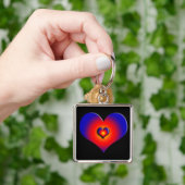 COLORFUL HEARTS, rood blauw zwart Sleutelhanger (Hand)