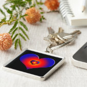 COLORFUL HEARTS, rood blauw zwart Sleutelhanger (Zijkant)