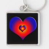COLORFUL HEARTS, rood blauw zwart Sleutelhanger (Voorkant)
