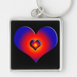 COLORFUL HEARTS, rood blauw zwart Sleutelhanger